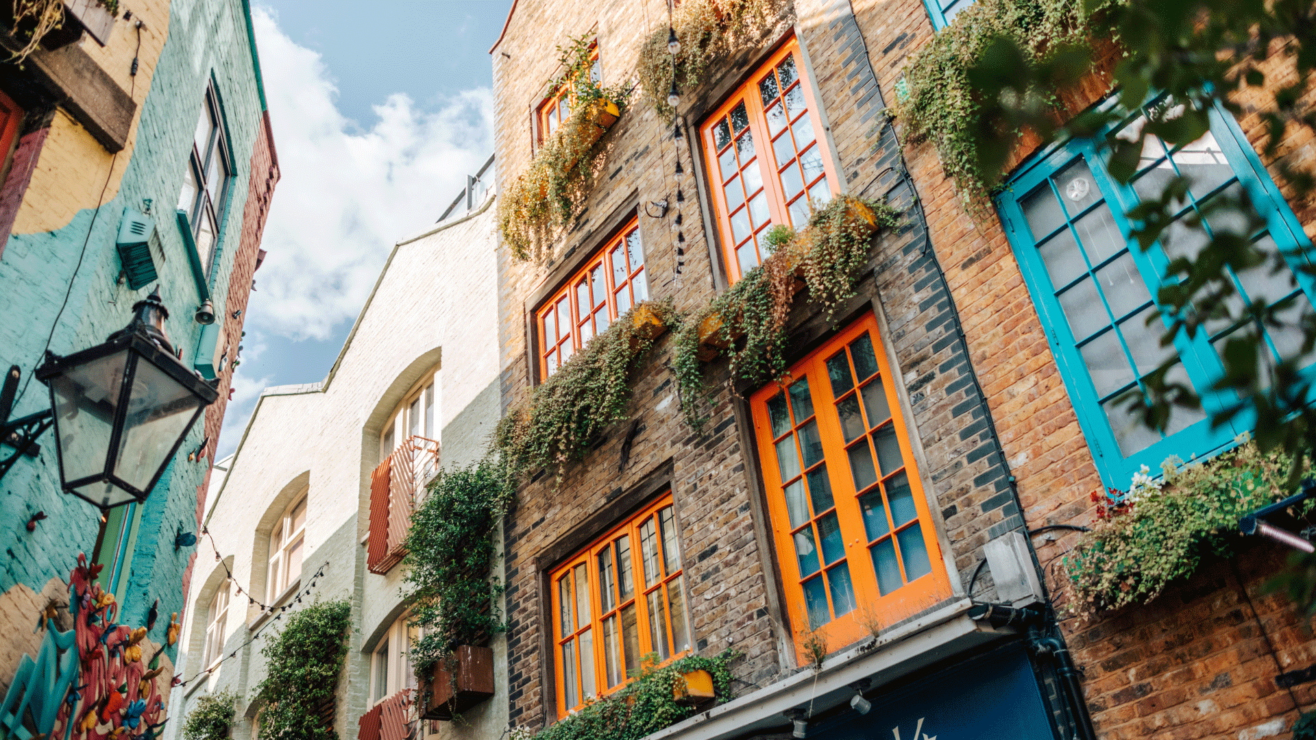 Take a stroll around colourful Neal's Yard Credit: Covent Garden. Image courtesy of The Beacon. Front of colourful buildings at Neal's Yard