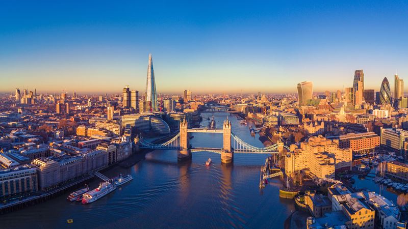 Admire London and its many iconic sights on both sides of the Thames including The Shard. Image courtesy of Shutterstock. Wide panorama over London and its many iconic monuments by a sunny day, including Tower Brisge abd The Shard.